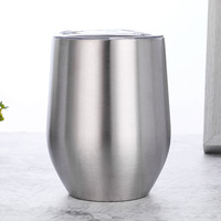 Tasses à sublimation de 12 oz en forme d'œuf, en acier inoxydable, isolées sous vide, pour vin, café, avec couvercle