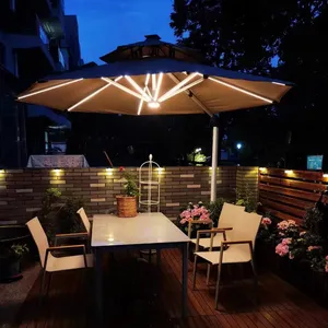 Dekoration personal isierte Garten terrasse Marke chinesische Outdoor-Regen Sonnenschirme Solar Licht Regenschirm mit Logo benutzer definierte Logo-Drucke