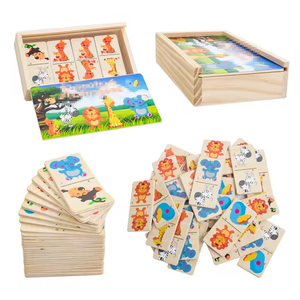 Puzzle de dominos d'<span class=keywords><strong>animaux</strong></span> en <span class=keywords><strong>bois</strong></span> de haute qualité pour l'éducation préscolaire des enfants - Product Image 1