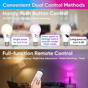 <span class=keywords><strong>Ampoule</strong></span> LED SMD <span class=keywords><strong>rechargeable</strong></span>, couleur RGB, charge Type-C, intelligente, à intensité variable, culot E27, avec minuterie, sans fil, fonctionne sur <span class=keywords><strong>batterie</strong></span> - Product Image 2