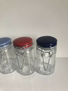 NOUVELLE SÉRIE 4 EN VERRE MINI POTS À ÉPICES CLIP couvercle hermétique couleur tops alimentaire - Product Image 3