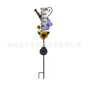 Pluviomètre solaire de jardin avec design papillon et tournesol, lumière LED, piquet décoratif extérieur, autoportant, résistant à l'eau - Product Image 5