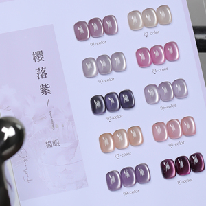 Kit de vernis à ongles gel UV LED magnétique effet œil de chat longue tenue Sakura <span class=keywords><strong>Mauve</strong></span> holographique scintillant pour salon et DIY - Product Image 3
