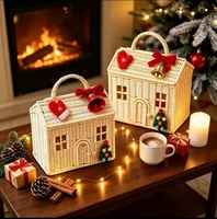 Panier de rangement artisanal en forme de maison champignon en osier, décoration de chambre d'enfant, décoration de chambre de bébé, ensemble cadeau de jouets pour enfants