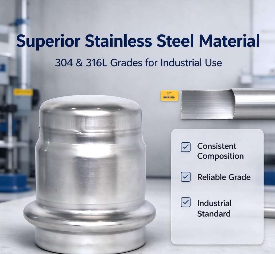 Steel Ceap CHNCON Stainless Steel 304/316L M-profile Cap for Pipe Fitting System ...