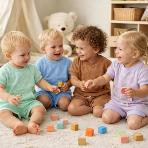 コットンテリー布タオル生地タオル服子供用ショートセット女の子夏服セット - Product Image 1