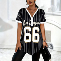 Kaos Polyester V-Neck Longgar Musim Panas 2026, Cetak Digital 3D, Kancing, Kasual, Serbaguna, Cocok untuk Semua, E-Commerce Lintas Batas