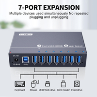 Sipolar A-173 Hub USB 3.0 de 7 Puertos, Estación de Carga USB Portátil, Hub de Datos de 5 Gbps para Teléfono, Tableta, Cargador Rápido para Múltiples Dispositivos