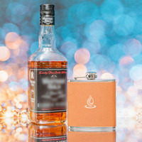 Flasque à whisky réutilisable de 7 oz en acier inoxydable thermique mini avec entonnoir en cuir PU, couleur et logo personnalisables pour les voyages