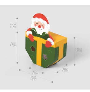 Boîte cadeau de Noël pour bonbons, mignonne, pliable, avec fenêtre, pour biscuits et chocolats, en forme de <span class=keywords><strong>maison</strong></span> du Père Noël, 10 pièces/paquet - Product Image 6