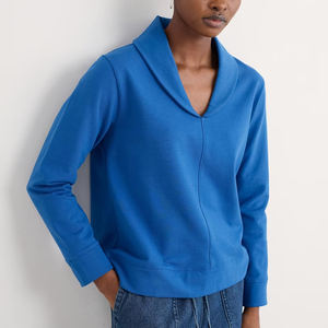 Custom Solid Casual High Quality Breathable Anti-pilling Cotton Rich <b>Shawl</b> Neck Women Sweatshirt - Product Image 1