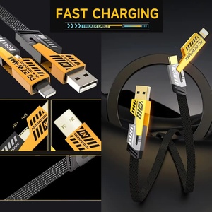 Câble de charge rapide 4-en-1 de 1M, 2M, 1.5M, nouveau style, avec lames mécaniques, charge rapide 2 à 2 PD 27W, double Type-C 65W, câble de données tressé en tissu - Product Image 5