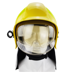 Casque de pompier AmpsafeX de type cercle jaune avec visière transparente, protection du cou, suspension à 6 points, conception sans fentes, modèle ATI-RH-01 - Product Image 3