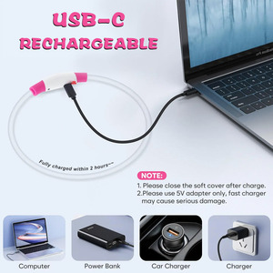 Özel TPU Malzemeli Su Geçirmez USB Şarjlı Düz Desenli LED Işıklı Gece Güvenliği İçin Köpek Tasması - Product Image 3