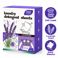 Feuilles de lessive en gros à la lavande OEM & ODM, 240 lavages, bandes enzymatiques dissolvables détachantes pour la lessive domestique