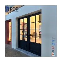 Puerta Principal Exterior Francesa de Doble Hoja Abatible, Manual, de Aluminio, Estilo Vintage, con Aislamiento Térmico e Impermeable, para Supermercado