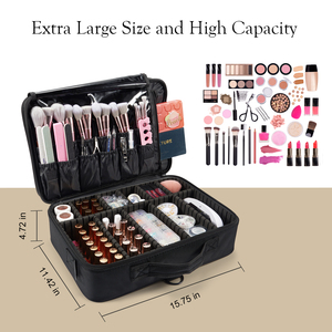 Professional <b>Makeup</b> Bag Travel <b>Makeup</b> Organizer <b>Case</b> Portable Make up Artist Bags with Brush Holder Adjustable Dividers - Product Image 6
