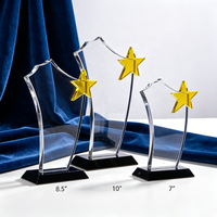Trophée en cristal K9 personnalisé avec gravure, couleur transparente et bleue, cadeau d'entreprise souvenir étoile dorée, coffret cadeau