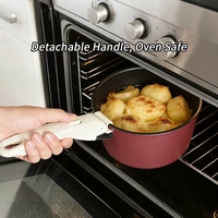 Casserole en aluminium forgé antiadhésive OEM d'usine avec couvercle, poignée amovible, empilable, pour soupes et ragoûts, compatible four et induction