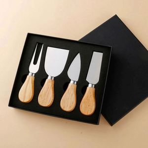4pcs Unique Cheese Knife Tool <b>Set</b> Wood Bamboo Handle Stainless Steel Cheese Knife <b>Set</b> for Cheese Pizza - Product Image 5