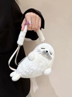 Sac bandoulière en peluche mignon en forme de phoque, sac à bandoulière en peluche douce Kawaii pour filles, cadeau décontracté pour le quotidien