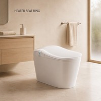 WC intelligent en céramique allongé avec bidet intégré, système de nettoyage anti-éclaboussures, système de drainage en S, siège chauffant, garantie 3 ans, à poser au sol
