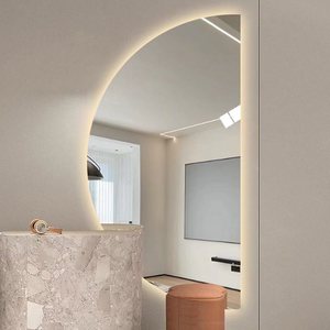 Modern ev dekor yarım ay yuvarlak şekil Led ışık akıllı ayna dokunmatik sensör anahtarı duvar banyo aynası - Product Image 5