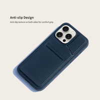 Étui pour 15 Pro Max, protection 360°, cuir gris, porte-cartes, support, housse de protection en cuir PU