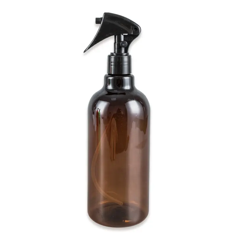 Großhandel Low Moq Brown Farbe 500ml Kunststoff Trigger Sprüh flasche Kunden spezifische antiseptische Flüssigkeits flasche für die Körperpflege