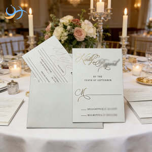 Cartes RSVP de luxe gaufrées à l'or avec enveloppes, cartes de réponse personnalisées pour suite d'invitations de mariage, de douche nuptiale et d'événements - Product Image 4