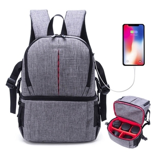Nueva Mochila <span class=keywords><strong>de</strong></span> Hombro Multifuncional Impermeable <span class=keywords><strong>de</strong></span> Nailon con Funda Acolchada Antigolpes para Cámaras Nikon <span class=keywords><strong>Canon</strong></span> DSLR - Product Image 1