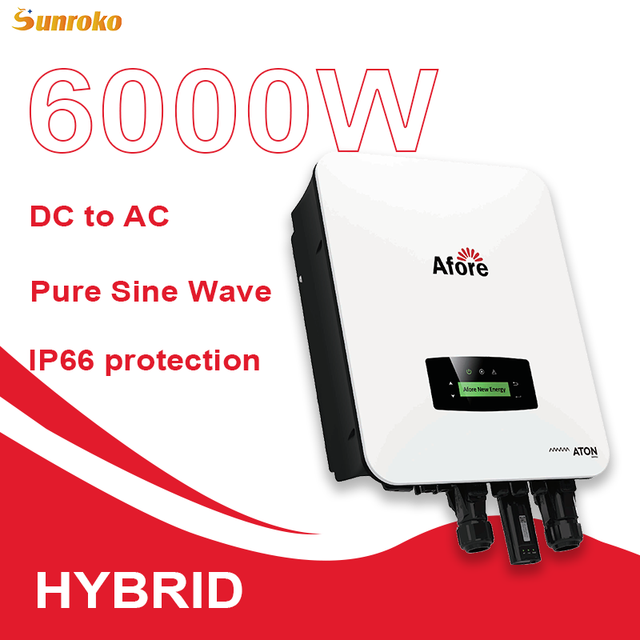 Afore Hybrid Solar Power Inverter Single Phase 4000W 4Kw 5Kw 6Kw Ip65 Pure Sine Wave Inverter