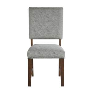 DB Modern <b>Dining</b> Furniture Side <b>Chairs</b> Set of 2 Gray Textured Fabric Upholstered Seat Back <b>Walnut</b> Finish Wood Transitional Style - Product Image 4