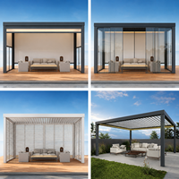 Pergola bioclimatique motorisée intelligente, imperméable, solaire, avec toit à lamelles ouvrables, dimensions personnalisées et pavillon