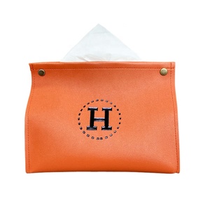 Factory custom modern design Square home desktop portable tissue storage Leather tissue box Living Room Hotel Car tissue box