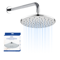 LEELONGS Pommeau de douche commercial haute pression 22 cm, moderne, en plastique ABS chromé, rond, mural, économiseur d'eau, effet pluie