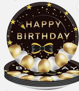 Assiettes jetables en papier d'aluminium de 9 pouces, directement de l'usine, pour décorations modernes de 1er anniversaire, thèmes de fête du premier anniversaire de bébé garçon - Product Image 3