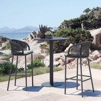 Ensemble de chaises de bar élégantes et robustes en métal et corde, tabourets de bar pour café, salle à manger, cuisine, villa, patio, maison, bar, hôtel, salle à manger, salon