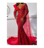 Robe de Soirée Luxe Style Aso Ebi Ornée de Perles et Cristaux Grande Taille, Robe de Réception Africaine Scintillante, Robe Formelle pour Filles Noires