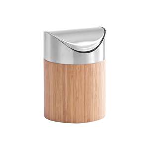 Zeller Present Tischabfallbehälter Bambú 17cm Ø 12cm Silber/Natur - Product Image 1