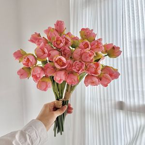 Ramo de Tulipanes Artificiales Yasunobu, 24 Cabezas, Flores de Seda, Rosa Blanco, Decoración para Bodas y Hogar, Arreglo Floral - Product Image 4
