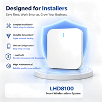 Kits y Sistemas para el Hogar Inteligente LHD8100, Largo Alcance de 800 m, hasta 132 Dispositivos Inalámbricos, Certificación EN18031, Protocolos de Alarma SIA con Encriptación AES