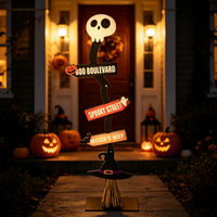 Escoba de Bruja Iluminada con LED de 40 Pulgadas, Letrero Luminoso de Halloween para Porche, Decoración Espeluznante para Fiestas, Fácil Montaje, Exhibición de Madera