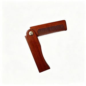 Peigne pliant en bois de santal rouge, antistatique, portable, peigne à barbe pour hommes, peigne à cheveux de voyage - Product Image 6