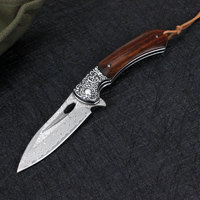 Vaste état vente en gros VG-10 lame en acier damas manche en bois couteau de poche pliant de camping