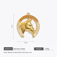 Pendentif fer à cheval en U de style ethnique en acier inoxydable avec peinture émail goutte d'huile, accessoires DIY pour bracelets et colliers