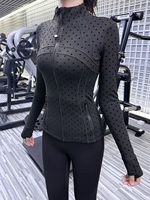 Veste de sport longue pour femme S33, écologique, à séchage rapide, respirante, grande taille, col rembourré, unie, extensible, pour la course à pied et le yoga
