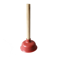 Mini déboucheur de toilettes 11 cm avec ventouse en TPR et manche en bois pour le nettoyage des éviers de salle de bain