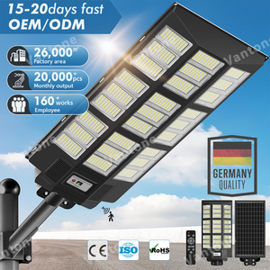 Lampadaires solaires super lumineux 10000W, étanches, avec détecteur de mouvement, pour extérieur, commerciaux, du crépuscule à l'<span class=keywords><strong>aube</strong></span> - Product Image 1