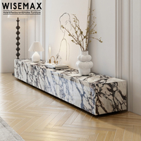 WISEMAX FURNITURE Mobilier moderne pour salon, ensemble de tables en marbre, meubles TV, armoire TV avec tiroirs en bois pour villa, hôtel